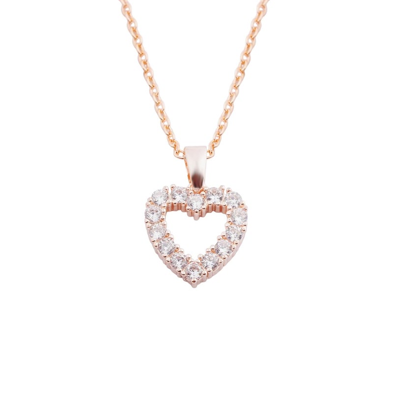 STYOLLO Crystal Diamond Heart Pendant Chain Necklace Fashion Jewellery Set For Women & Girls Stylish | Trendy Women's Pendants Locket | Beautiful Cute Valentines Day, Birthday Gift For Girls - Image 1