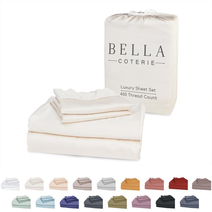 BELLA COTERIE LUXURY BAMBOO VISCOSE KING SIZE SHEET SET 100 ORGANICALLY GROWN ULTRA SOFT COOLING FOR HOT SLEEPERS 18 DEEP POCKET IVORY