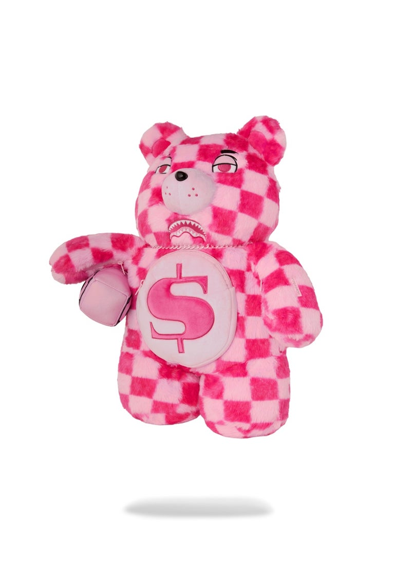 SPRAYGROUND SG PINK FUR CHECK MONEYBEAR BACKPACK - Image 3