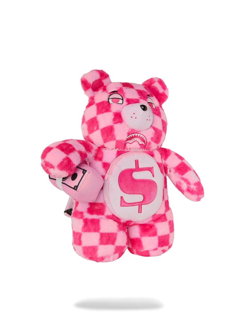 SPRAYGROUND SG PINK FUR CHECK MONEYBEAR BACKPACK - Image 2