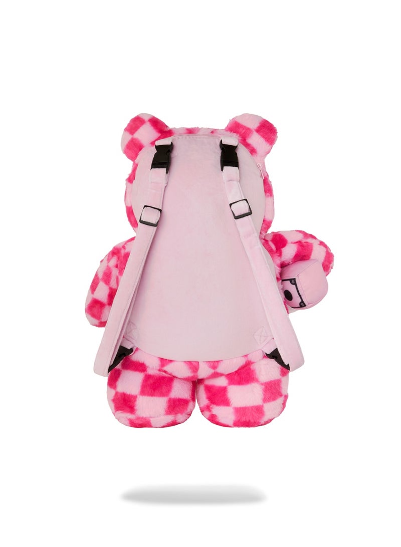 SPRAYGROUND SG PINK FUR CHECK MONEYBEAR BACKPACK - Image 4