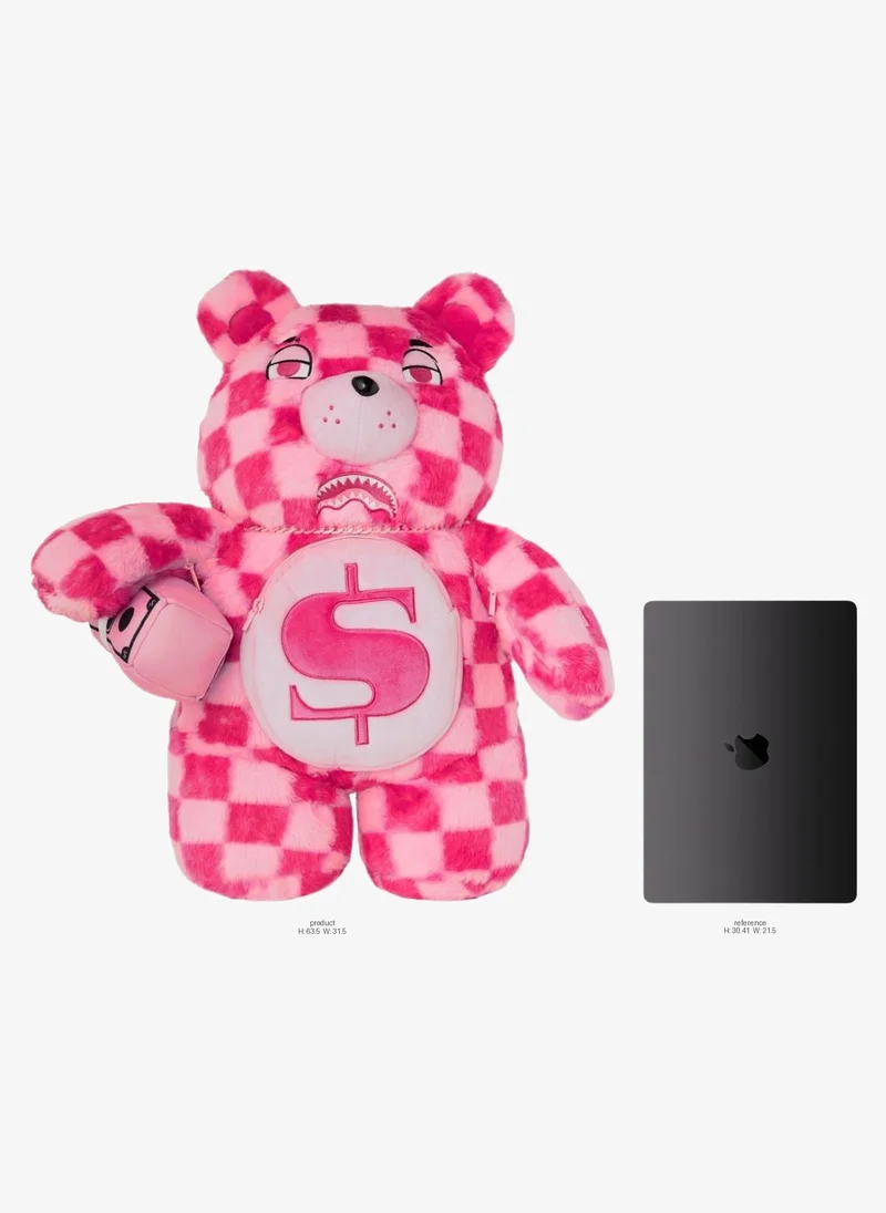 Sprayground SG PINK FUR CHECK MONEYBEAR BACKPACK