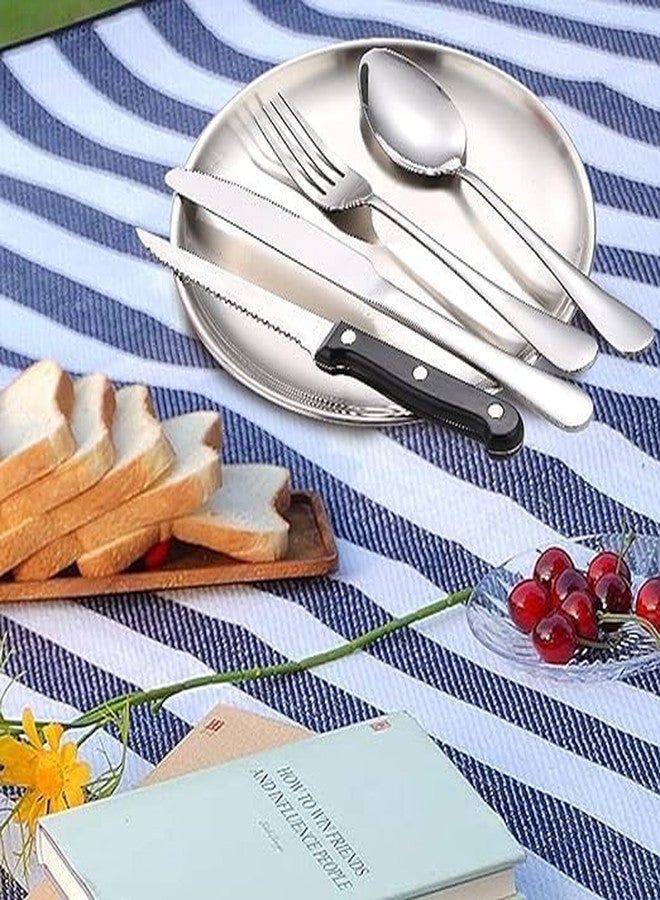 Brikipth Outdoor Camping Tableware Set, Stainless Steel Knives, Forks, Spoons, 4-Person Tableware, Gift Set, 20 Pcs Silverware Set with Organize for Camping Enthusiasts - Image 4