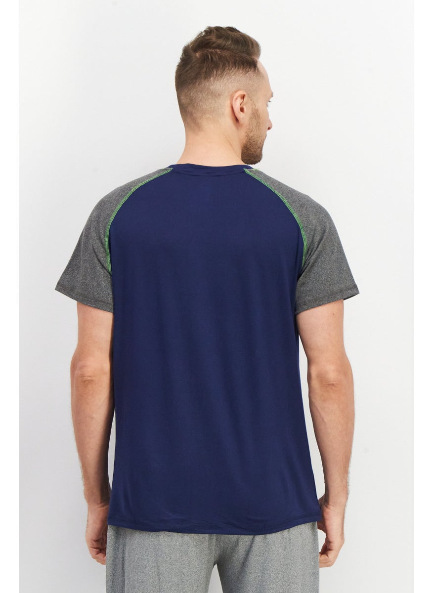 Prince Men Short Sleeve Brand Logo Pajama Top, Navy Blue Combo  - Image 2
