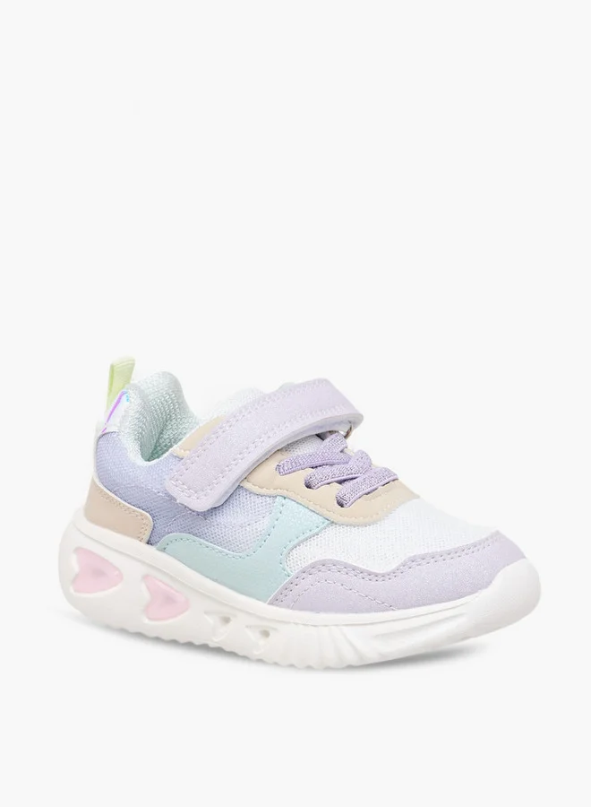 Flora Bella By Shoexpress Girls Colourblock Light-Up Sneakers with Hook and Loop Closure