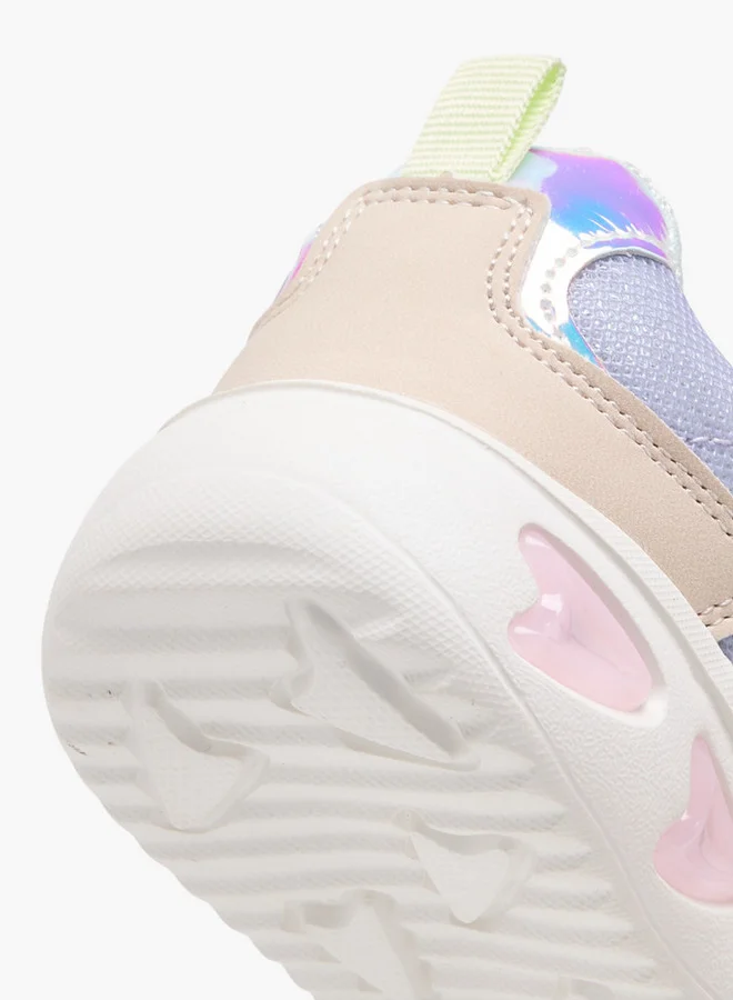Flora Bella By Shoexpress Girls Colourblock Light-Up Sneakers with Hook and Loop Closure