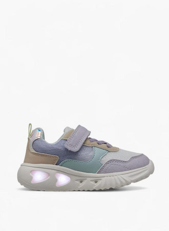 Flora Bella By Shoexpress Girls Colourblock Light-Up Sneakers with Hook and Loop Closure