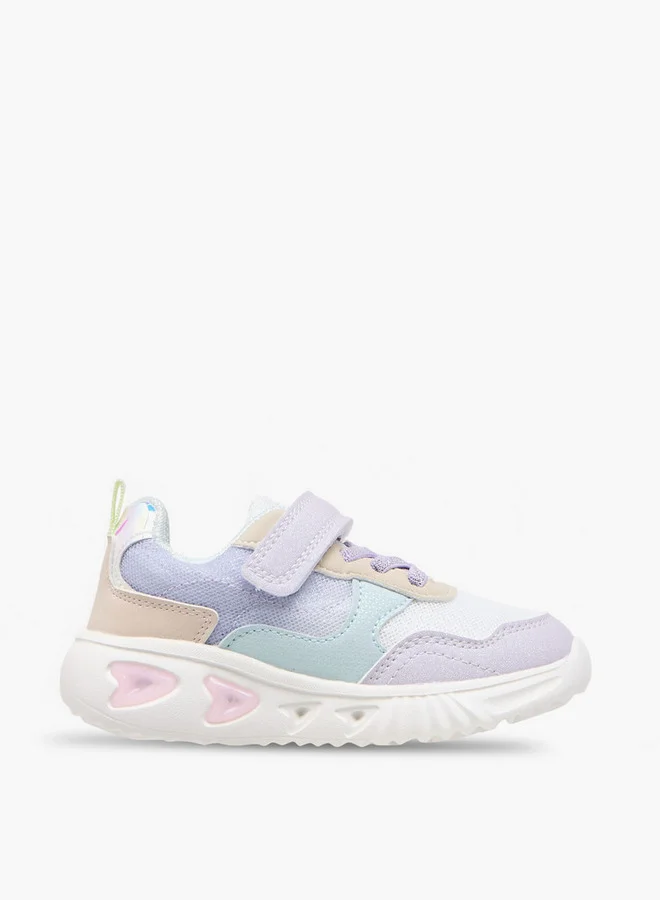Flora Bella By Shoexpress Girls Colourblock Light-Up Sneakers with Hook and Loop Closure