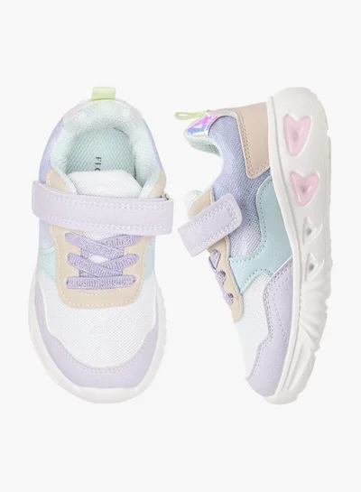 Flora Bella By Shoexpress Girls Colourblock Light-Up Sneakers with Hook and Loop Closure