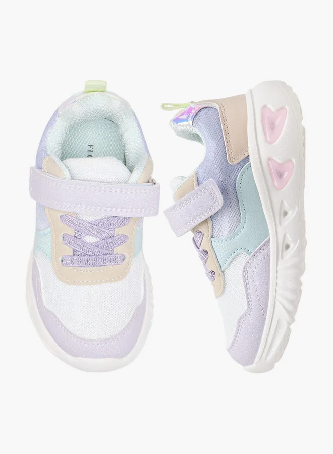 Flora Bella By Shoexpress Girls Colourblock Light-Up Sneakers with Hook and Loop Closure