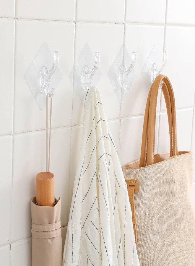 RIGJAK Adhesive Hooks for Hanging Heavy Duty Robe Towel Sticky Clear Hooks Waterproof Adhesive Wall Hooks for Home Bathroom Kitchen Office and Outdoor (Pack of 5) - Image 5