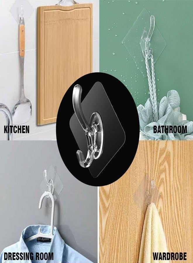 RIGJAK Adhesive Hooks for Hanging Heavy Duty Robe Towel Sticky Clear Hooks Waterproof Adhesive Wall Hooks for Home Bathroom Kitchen Office and Outdoor (Pack of 5) - Image 3