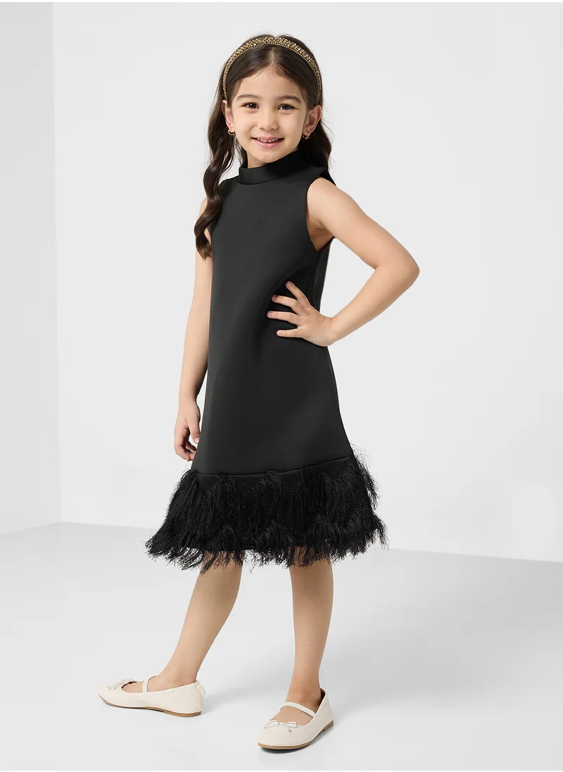 ليتل جولدن ابل Little A Line With Fur Dress