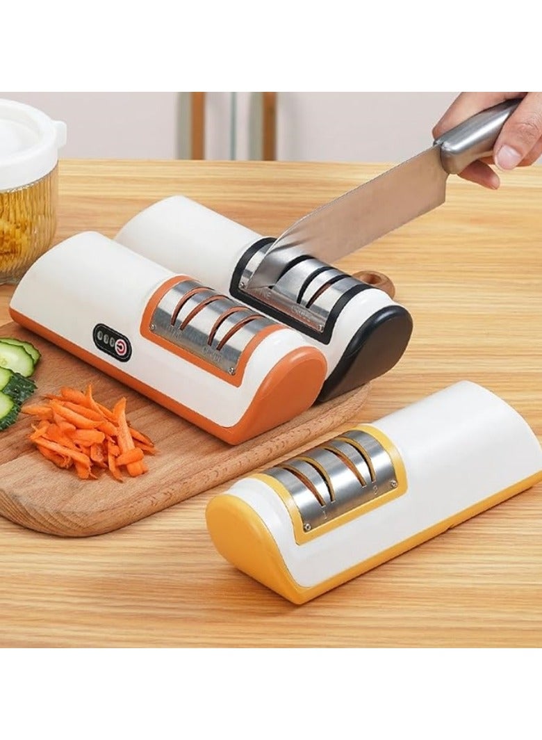 M MIAOYAN 2-stage household electric knife sharpener, kitchen gadget multifunctional artifact, equipped with 4 sharpening ports, suitable for coarse and fine knives  - Image 2