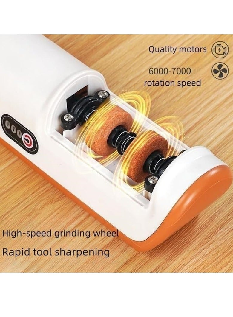 M MIAOYAN 2-stage household electric knife sharpener, kitchen gadget multifunctional artifact, equipped with 4 sharpening ports, suitable for coarse and fine knives  - Image 4