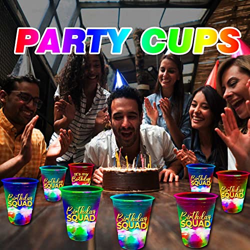 mishunyus 40 Pack Glow Birthday Squad Cups 16oz - Reusable Light Up Party Cups for Adult Birthdays 21st, 30th, 40th, 50th, 60th Theme Decorations Supplies, Night Club Party Favors - Image 5