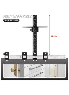 KASTWAVE Cabinet Hardware Jig Tool, Adjustable Punch Locator Drill Template Guide, Multifunctional Woodworking Aids Wood Drilling Dowelling Guide For Installation of Handles Knobs on Doors And Drawer (Black)  - Image 2