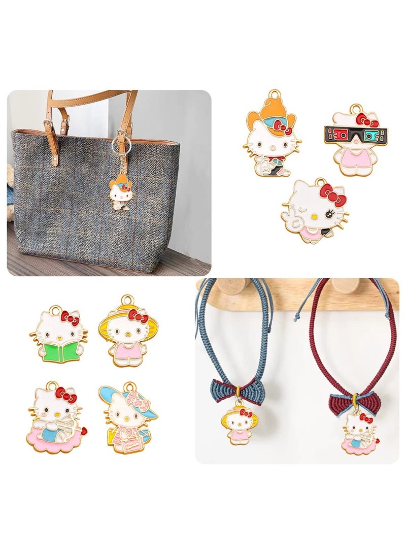 SYOSI سحر القطط المينا سوار سبائك سحر الحرف اليدوية لصنع المجوهرات سحر قلادة معدنية مع لوازم الحرف القطط اللطيفة لصنع المجوهرات قلادة سوار كاحل - Image 5