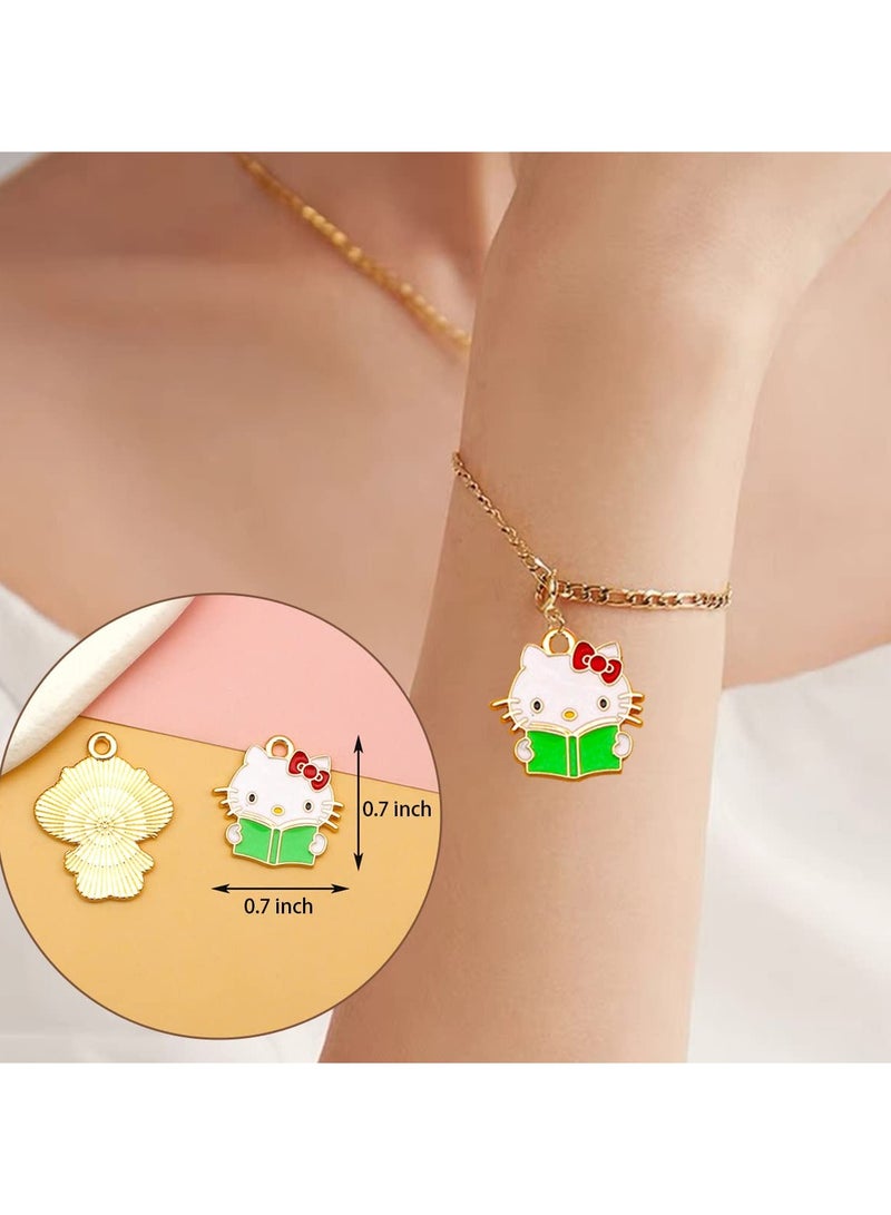 SYOSI سحر القطط المينا سوار سبائك سحر الحرف اليدوية لصنع المجوهرات سحر قلادة معدنية مع لوازم الحرف القطط اللطيفة لصنع المجوهرات قلادة سوار كاحل - Image 3