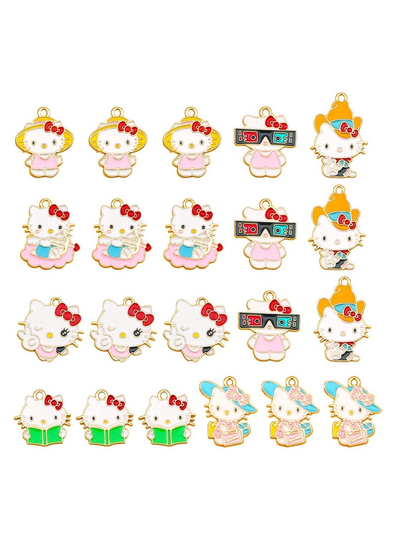 SYOSI سحر القطط المينا سوار سبائك سحر الحرف اليدوية لصنع المجوهرات سحر قلادة معدنية مع لوازم الحرف القطط اللطيفة لصنع المجوهرات قلادة سوار كاحل - Image 1