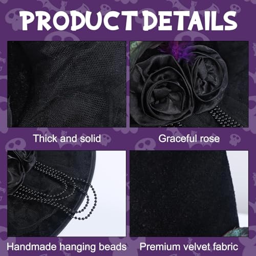 Booson 3 Pcs Halloween Witch Costumes Set Black Pointed Witch Hat Dark Purple Cosplay Wig and Nylon Striped Stockings for Women Girl Cosplay Party Costume Accessory - Image 5