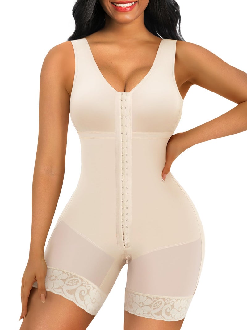 SHAPERX Women's Fajas Colombianas Tummy Control Shapewear Postpartum Full Body Shaper Butt Lifter Bodysuit, SZ7302-Beige-M - Image 1