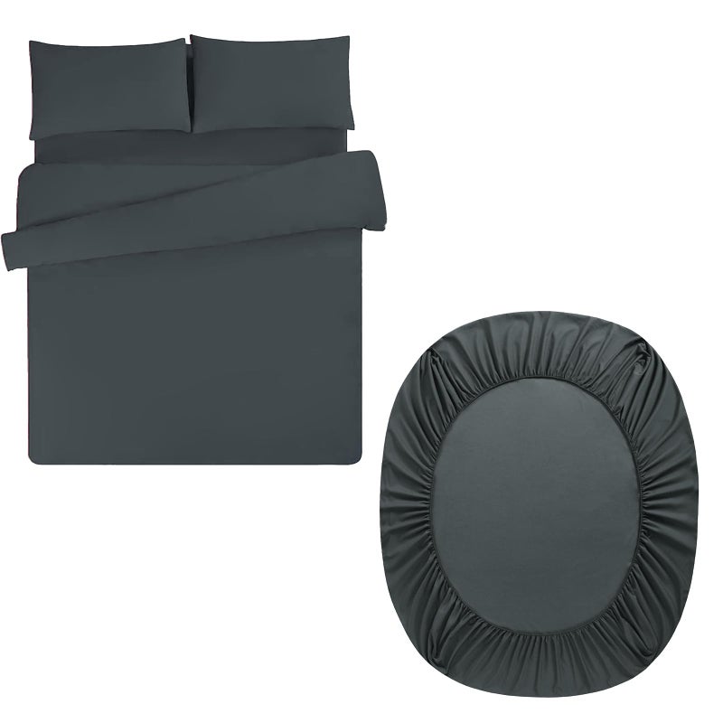 Aisbo Superking Duvet Set with Sheet  Dark Grey 4 Pieces Microfiber Bedding Set for Super King Bed Includes Duvet Cover Fitted Sheet and Pillowcases