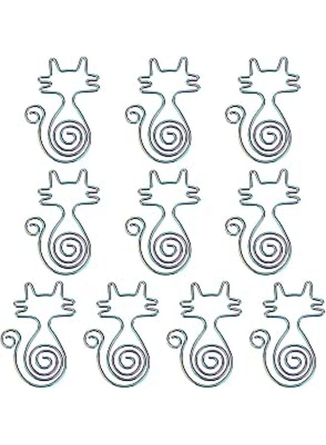 مشابك ورق صغيرة ملونة على شكل قطة 10 قطع أسلاك حديدية مستلزمات مكتبية ومدرسية صغيرة - Image 1