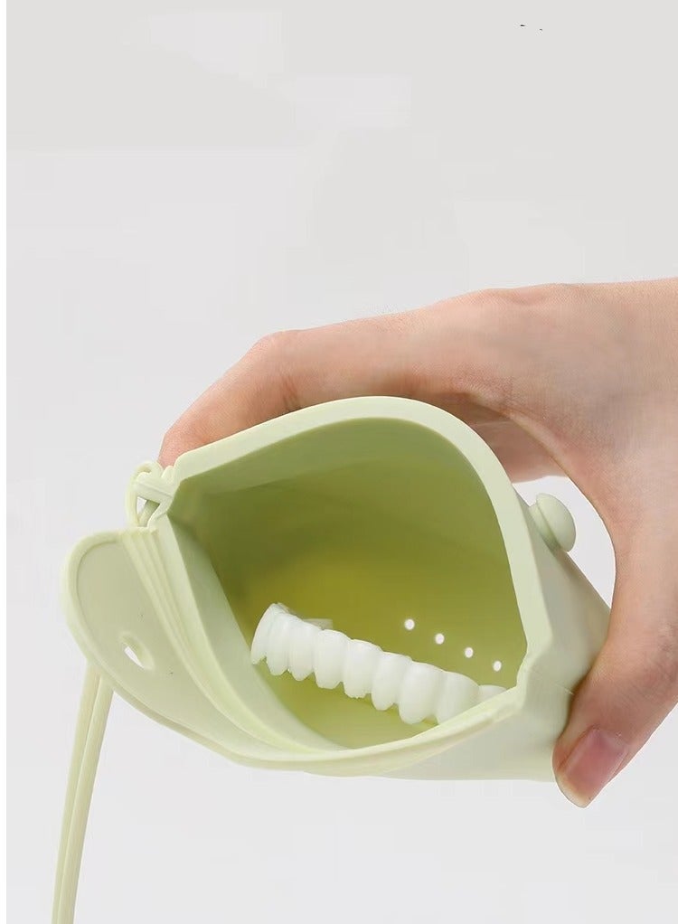 Generic 1pc Silicone Green Retainer Case with Lanyard, Thin Container Braces Case for Girls, Women, Kids, Men Travel Partial Dentures Night Guard Orthodontic Braces Case  - Image 2