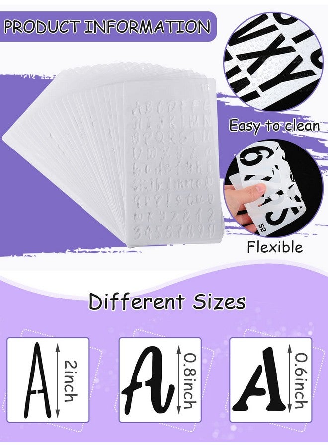 Tenare 30 Pcs Letter Stencil For Painting 4 X 7 Inch Alphabet Journal Stencil Reusable Plastic Letter And Number Stencil Font Template For Journal Notebook Diary Scrapbook Decor (Assorted Style) - Image 3