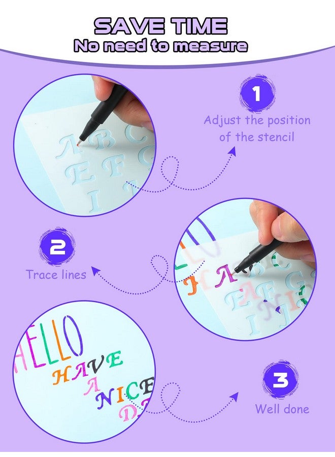 Tenare 30 Pcs Letter Stencil For Painting 4 X 7 Inch Alphabet Journal Stencil Reusable Plastic Letter And Number Stencil Font Template For Journal Notebook Diary Scrapbook Decor (Assorted Style) - Image 5