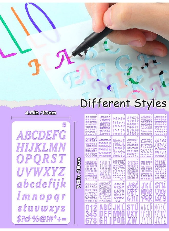 Tenare 30 Pcs Letter Stencil For Painting 4 X 7 Inch Alphabet Journal Stencil Reusable Plastic Letter And Number Stencil Font Template For Journal Notebook Diary Scrapbook Decor (Assorted Style) - Image 2