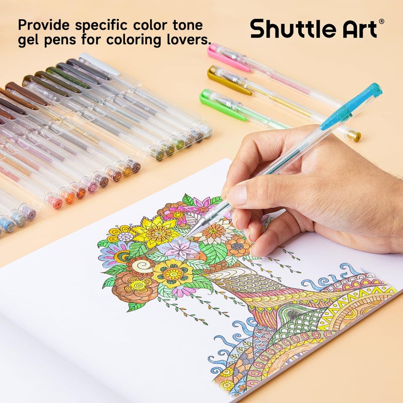 Shuttle Art 60 Pack Earth Tone Gel Pens, 30 Brown Earth Tone Gel Pens with 30 Refills for Adults Coloring Books Journaling Drawing Nature, Landscapes, Animals Scenes - Image 5