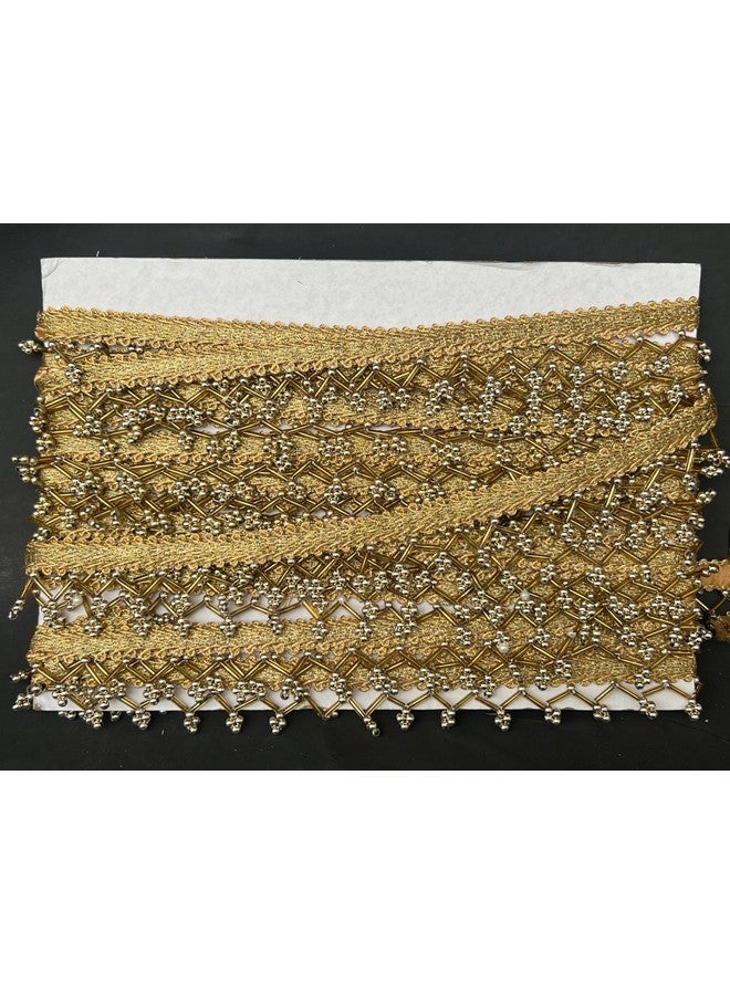 KAVYA FASHION Golden Nalki Pipe with Moti Hanging Lace for Saree Border Finetage for Dresses, Lehenga, Suits, Blouses, Dupatta, Chunri and Craft (9 Meters; 354 inch) (Pipe & Golden Moti Hanging) - Image 3