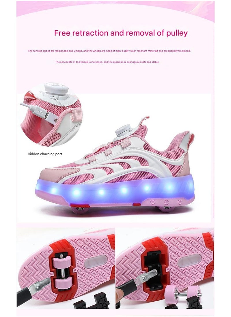 NIBEMINENT LED Flash Light Sneaker Skate Shoes with Wheels USB Charging Roller Skates Shoes  - Image 5