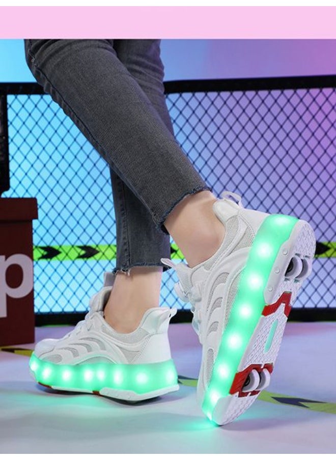 NIBEMINENT LED Flash Light Sneaker Skate Shoes with Wheels USB Charging Roller Skates Shoes  - Image 2