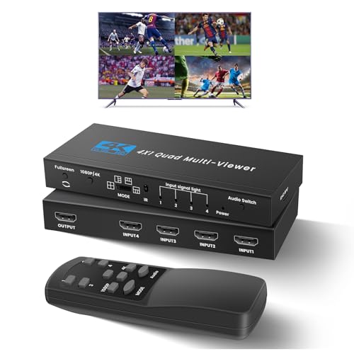 Newcare 4K HDMI Multiviewer Switch 4x1, NEWCARE 4 in 1 Out Seamless HDMI Quad Multi-Viewer Switch - Image 1