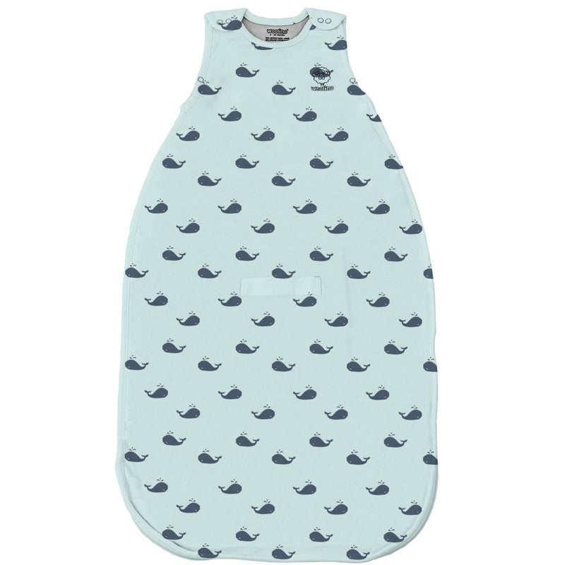 Woolino 4 Season Ultimate Baby Sleep Sack â€“ Merino Wool Baby Sleeping Bag, Organic Cotton Outer, Temperature Regulating Wearable Blanket, All Season, 2 Monthsâ€“2 Years - Whales - Image 2