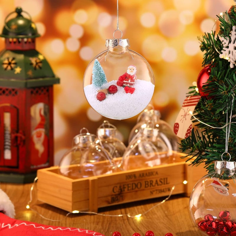 Jerify 48 عبوة كرات زينة عيد الميلاد كرات بلاستيكية شفافة أقراص كرات بالجملة زينة على شكل لمبة قابلة للتعبئة مع حبل وقبعة معدنية قابلة للإزالة للحرف اليدوية وزينة شجرة عيد الميلاد - Image 3