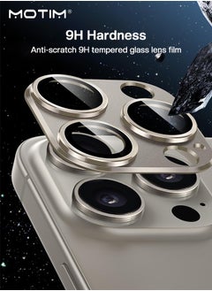Motim iPhone 15 Pro/15 Pro Max Camera Lens Protector, Full Coverage 9H Tempered Glass Cover, Scratch-Resistant, Matte Metal Plate, Case Friendly, Natural Titanium  - Image 2