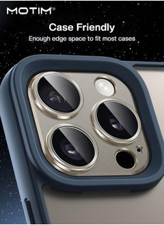 Motim iPhone 15 Pro/15 Pro Max Camera Lens Protector, Full Coverage 9H Tempered Glass Cover, Scratch-Resistant, Matte Metal Plate, Case Friendly, Natural Titanium  - Image 5