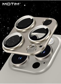 Motim iPhone 15 Pro/15 Pro Max Camera Lens Protector, Full Coverage 9H Tempered Glass Cover, Scratch-Resistant, Matte Metal Plate, Case Friendly, Natural Titanium  - Image 1