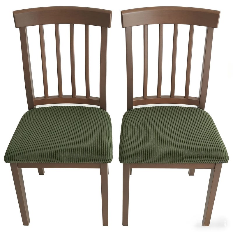 Green Fleece Elastic Dining Chair Cover One Piece Machine Washable - Image 1