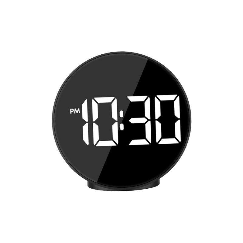 2pcs Screen Clock Reflective Style Temprature Voice Control Battery USB Power Alarm Clock - No Battery (Black) - Image 2