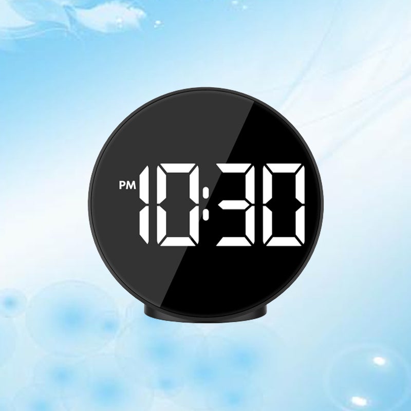 2pcs Screen Clock Reflective Style Temprature Voice Control Battery USB Power Alarm Clock - No Battery (Black) - Image 4