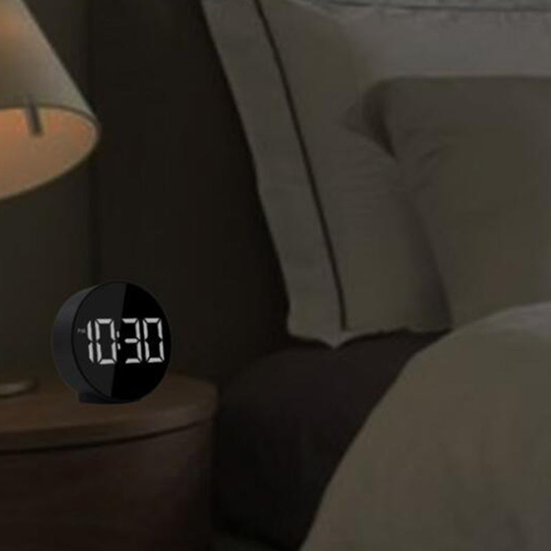 2pcs Screen Clock Reflective Style Temprature Voice Control Battery USB Power Alarm Clock - No Battery (Black) - Image 3