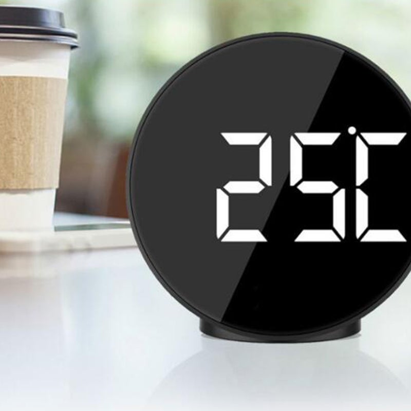 2pcs Screen Clock Reflective Style Temprature Voice Control Battery USB Power Alarm Clock - No Battery (Black) - Image 5