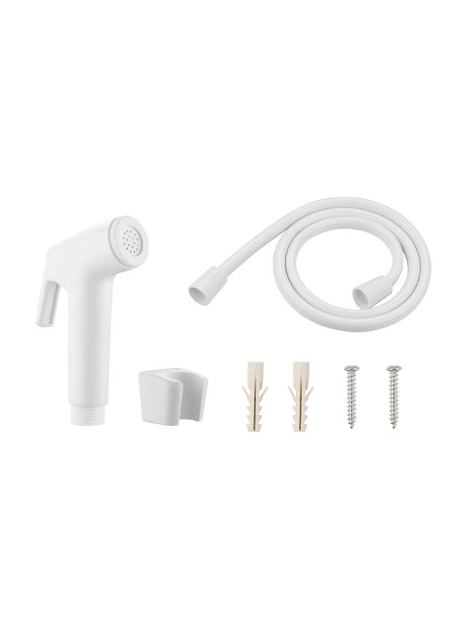 LAWAZIM Plastic Bidet Sprayer with 1.2m Plastic Hose - White - Handheld Bidet Sprayer Kit With Holder, Adjustable Water Pressure, & Leak-Proof Design -for Personal Hygiene, Toilet, & Bathroom Cleaning - Image 2