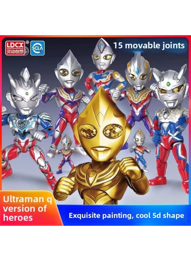 null - Genuine Smart Q Version Hero Biography Ultraman Movable Doll DiGa Selozita Hand-made Children's Toy Gift-Color:Q Version Hero Biography-Selo [15 Joints Movable]] - Image 1