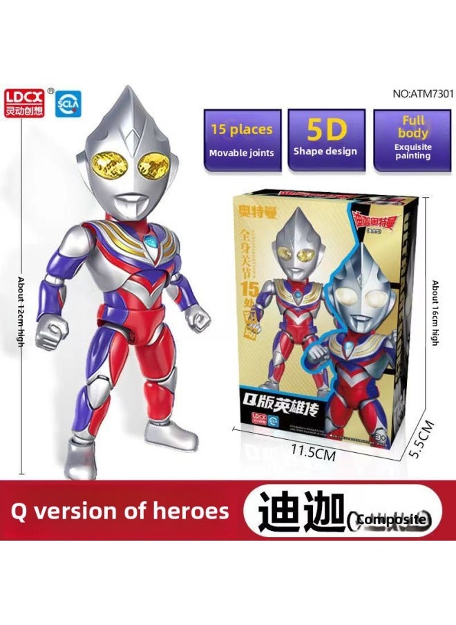 null - Genuine Smart Q Version Hero Biography Ultraman Movable Doll DiGa Selozita Hand-made Children's Toy Gift-Color:Q Version Hero Biography-Selo [15 Joints Movable]] - Image 1